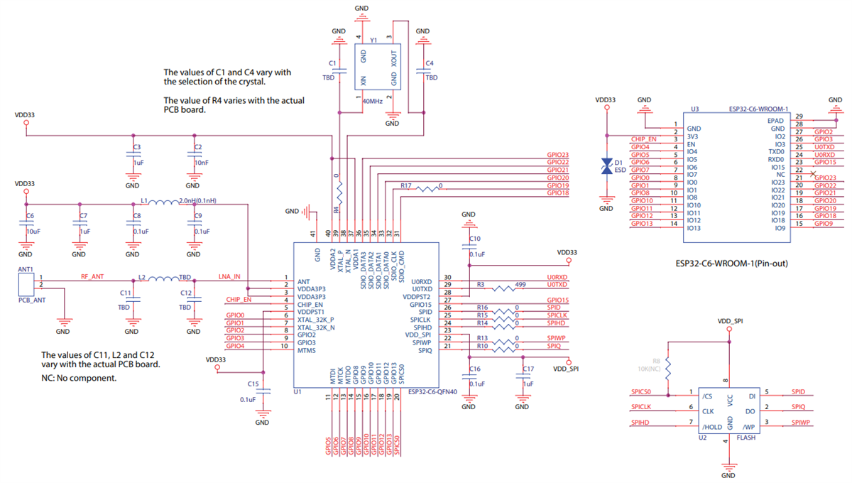 Schematic - Espressif Systems ESP32-C6-WROOM-1 Multiprotocol Modules